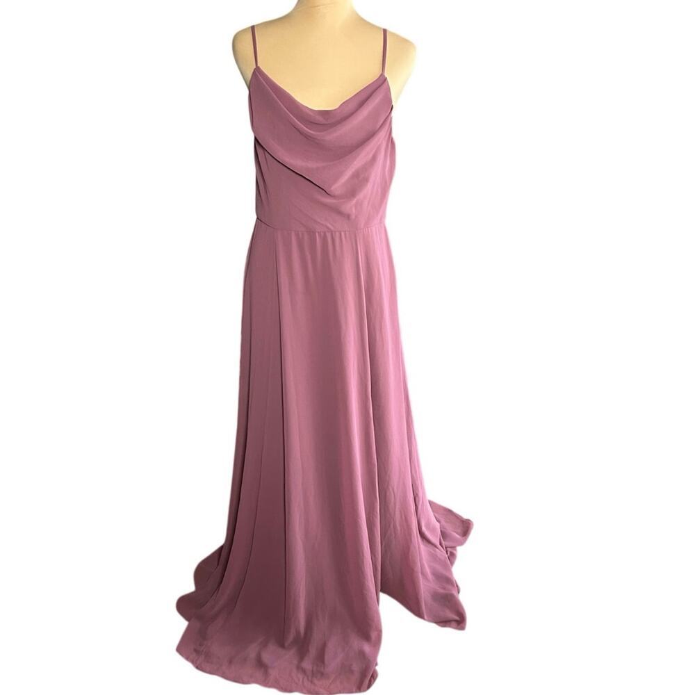 Celebrate DB Studio Maxi Cowl Neck Chiffon Dress Slit Bridesmaid Prom Chianti 8